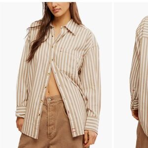 Free People Freddie Stripe Oversized Button Up Shirt